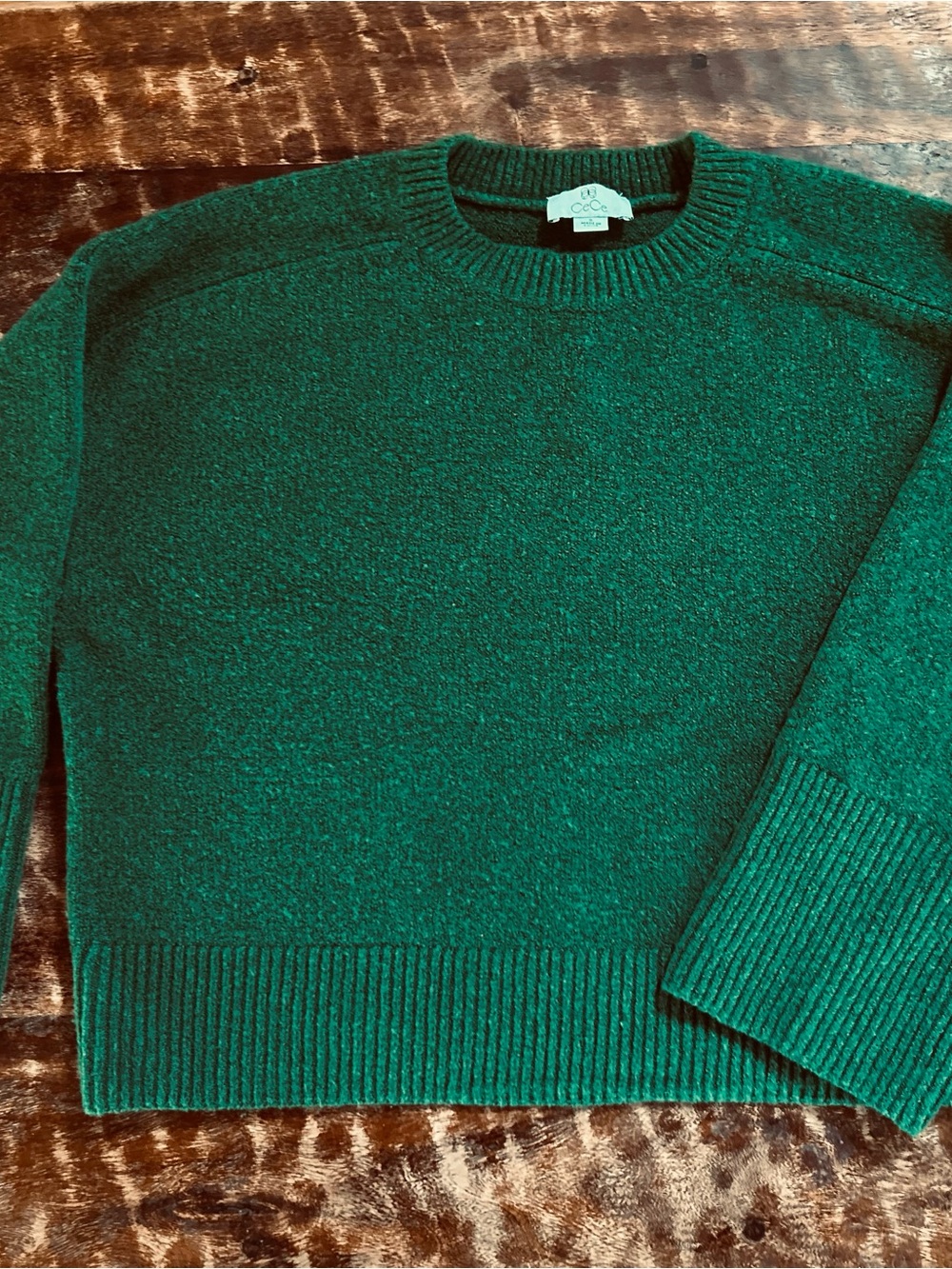 CeCe Dark Green Crewneck Sweater